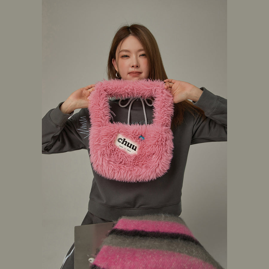 CHUU Fuzzy Logo Shoulder Bag