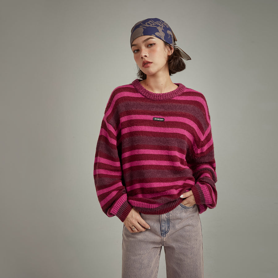 CHUU Back Slit Striped Knit Sweater