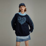 Heart Lettering Knit Sweatshirt