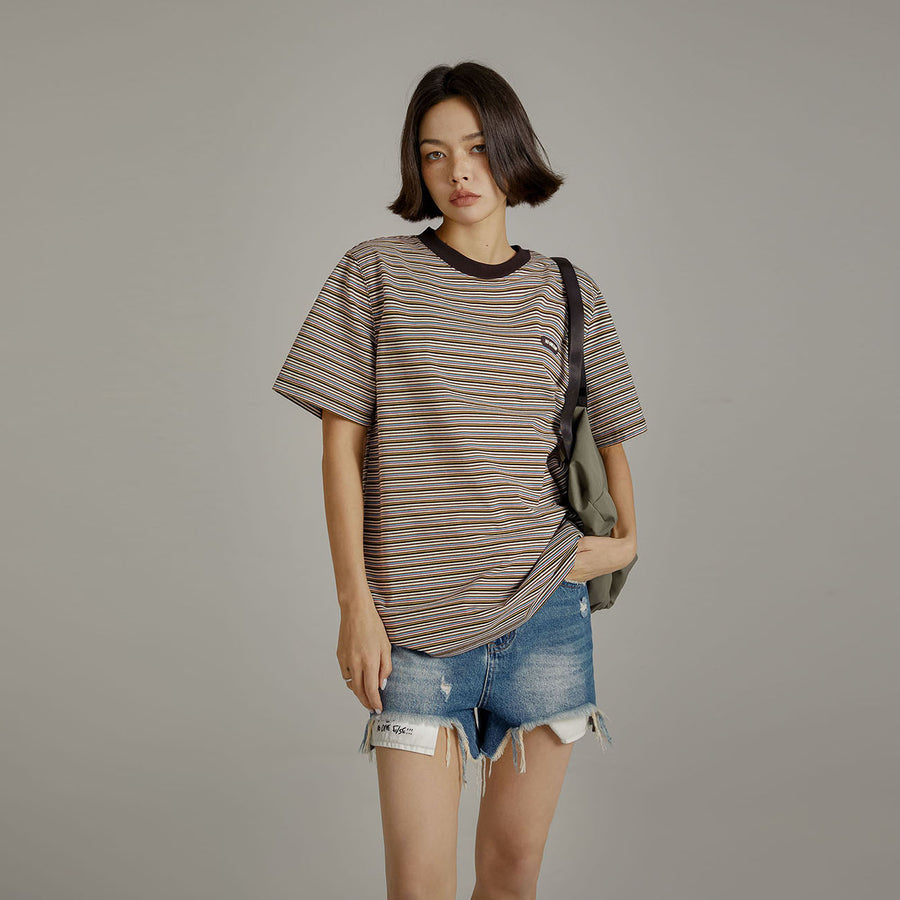 CHUU Colorblocked Striped Short Sleeve T-Shirt