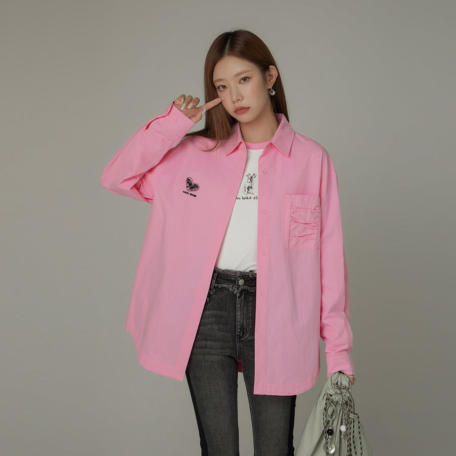 CHUU Heart Loose Fit Color Long Sleeve Shirt