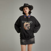 Printed Mushroom Moon Oversized Sweatshirt