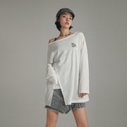 Slit Boxy Open Shoulder T-Shirt