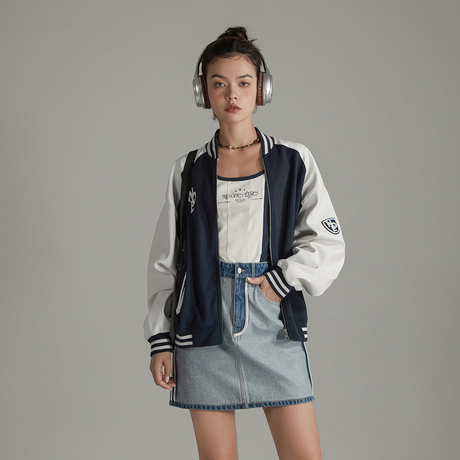 CHUU Letterman Varsity Zip-Up Jacket