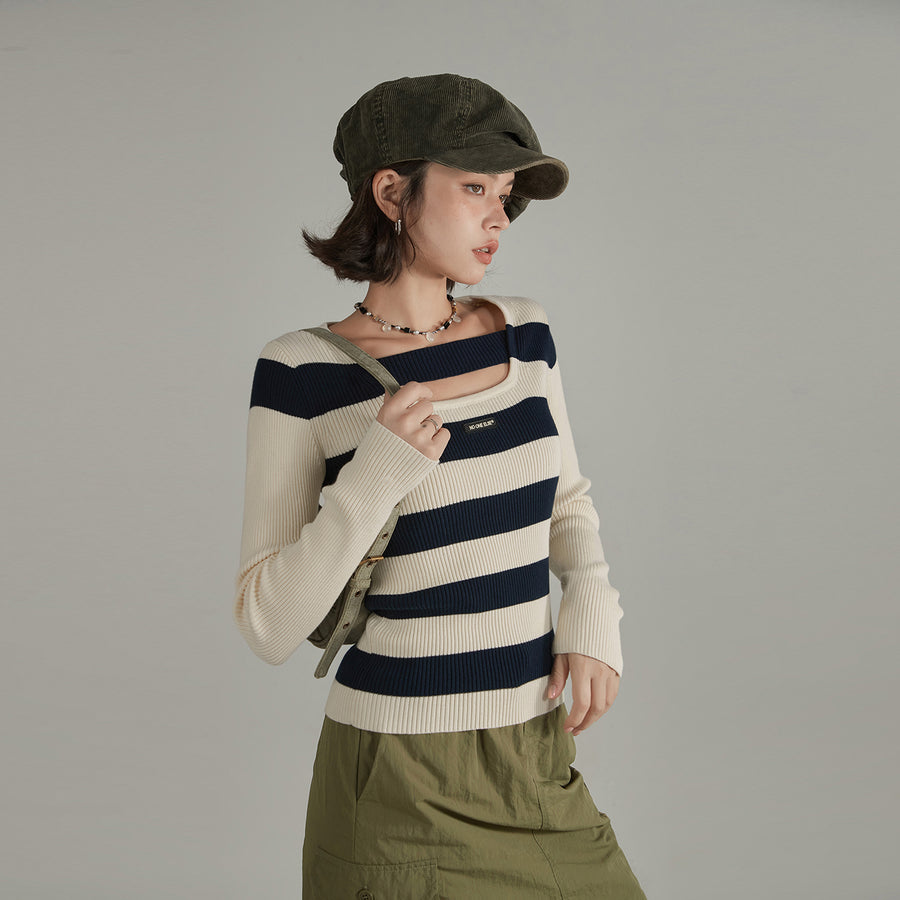 CHUU Vintage Striped Knit Top