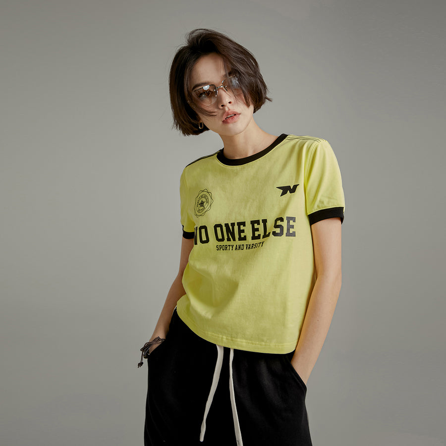 CHUU Noe Lettering Sporty Colorblocked Short Sleeve T-Shirt