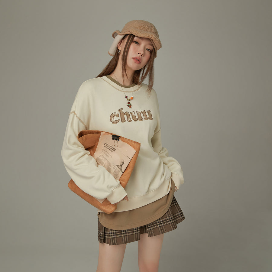 CHUU Color Logo Stitch Loose Fit Sweatshirt