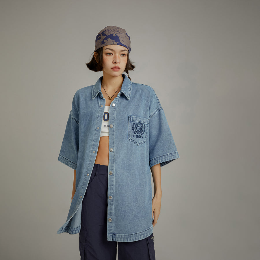 CHUU Loose-Fitting Denim Shirt