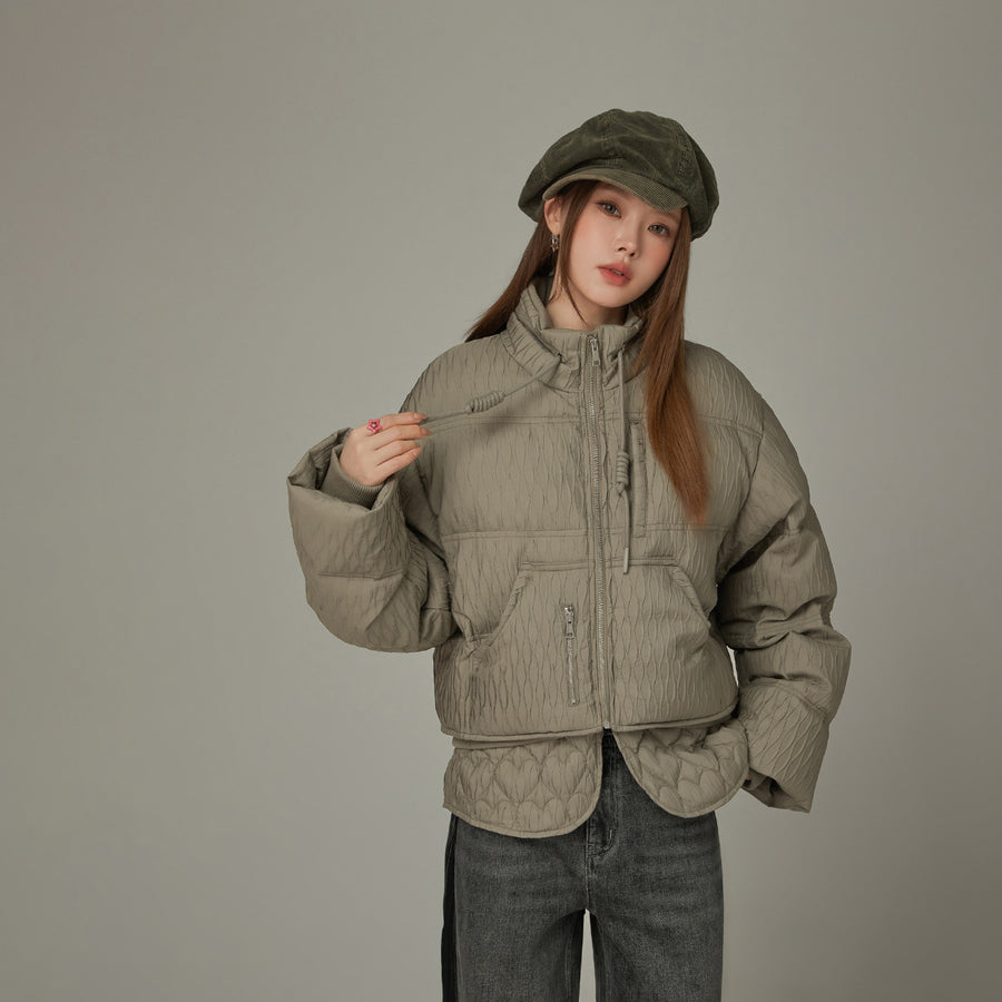 CHUU Pattern Oversized Layered Padded Jacket