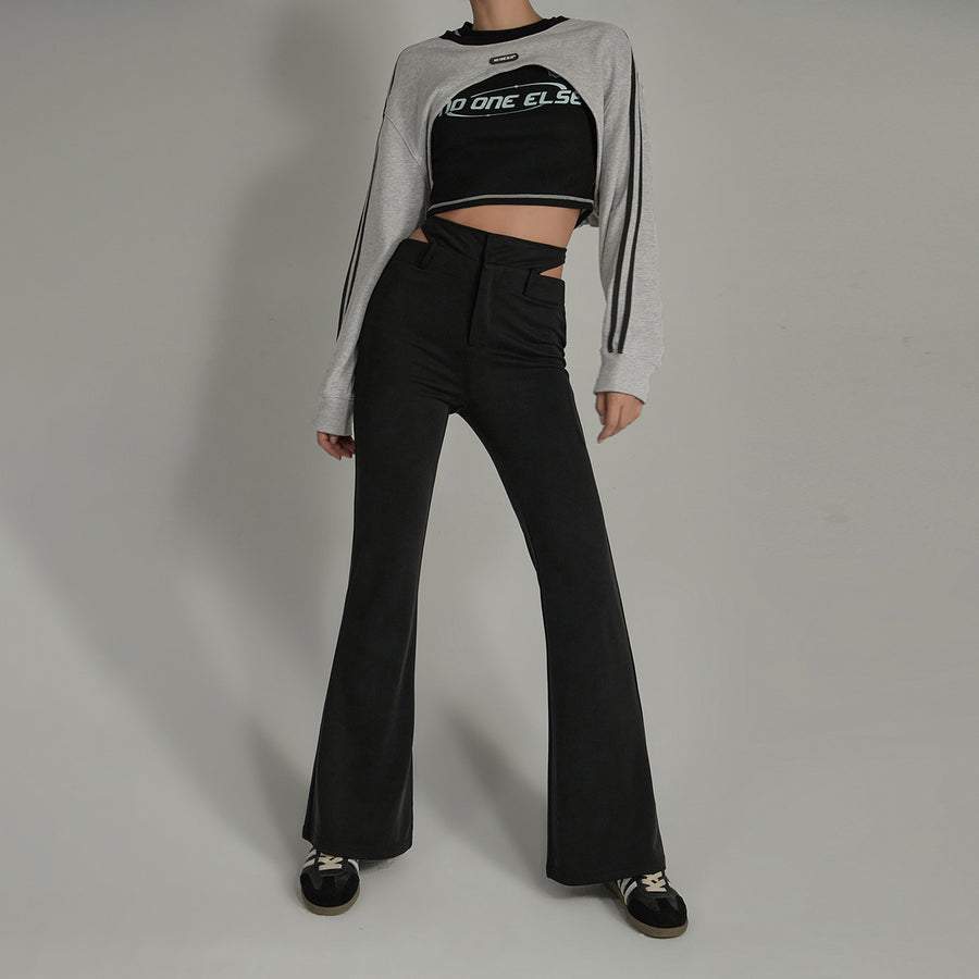 CHUU High Waisted Casual Slim Fit Side Cutouts Pants