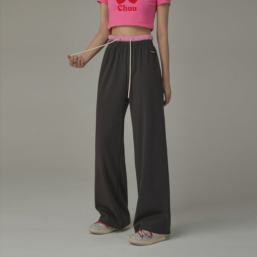 CHUU Side Slit String Casual Wide Pants