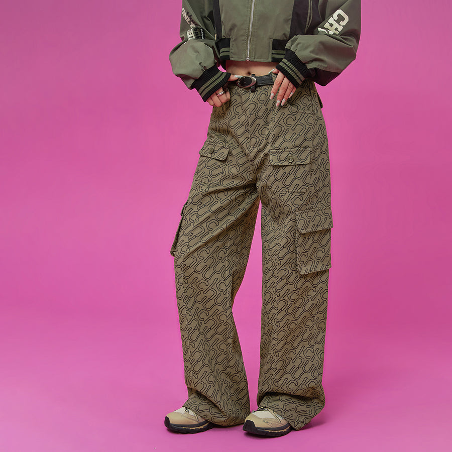 CHUU Logo Lettering Cargo Wide Pants