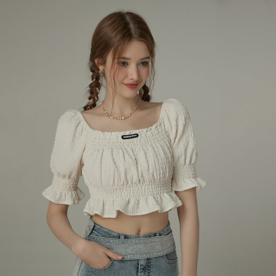 CHUU Off The Shoulder Puffed Sleeves Top