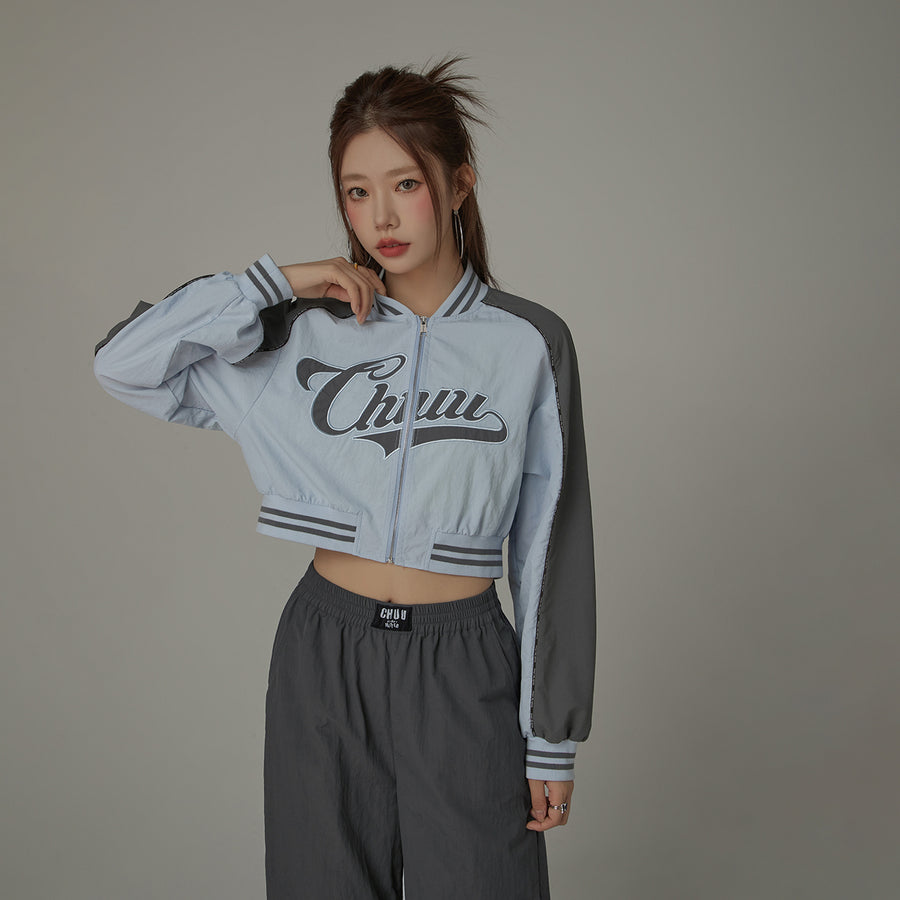 CHUU Logo Colored Zip-Up Varsity Jacket