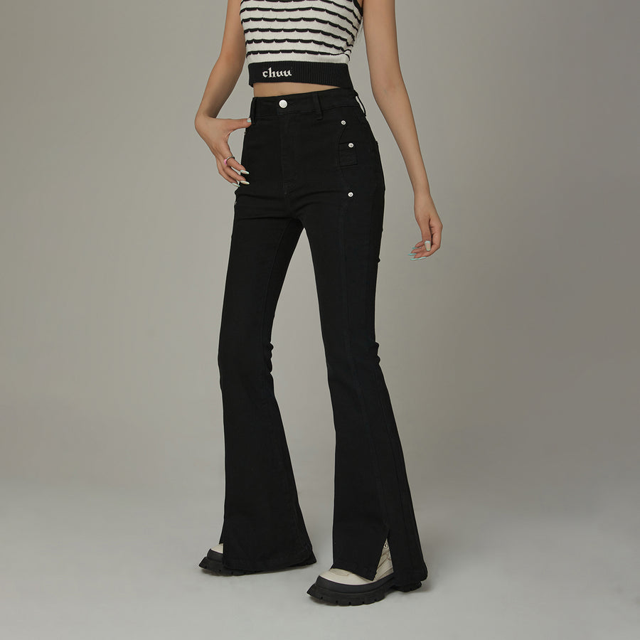 CHUU Slit Bootcut Denim Jeans