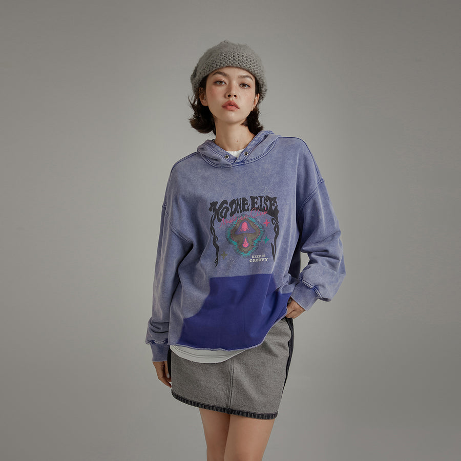 CHUU Logo Vintage Groovy Oversized Hoodie