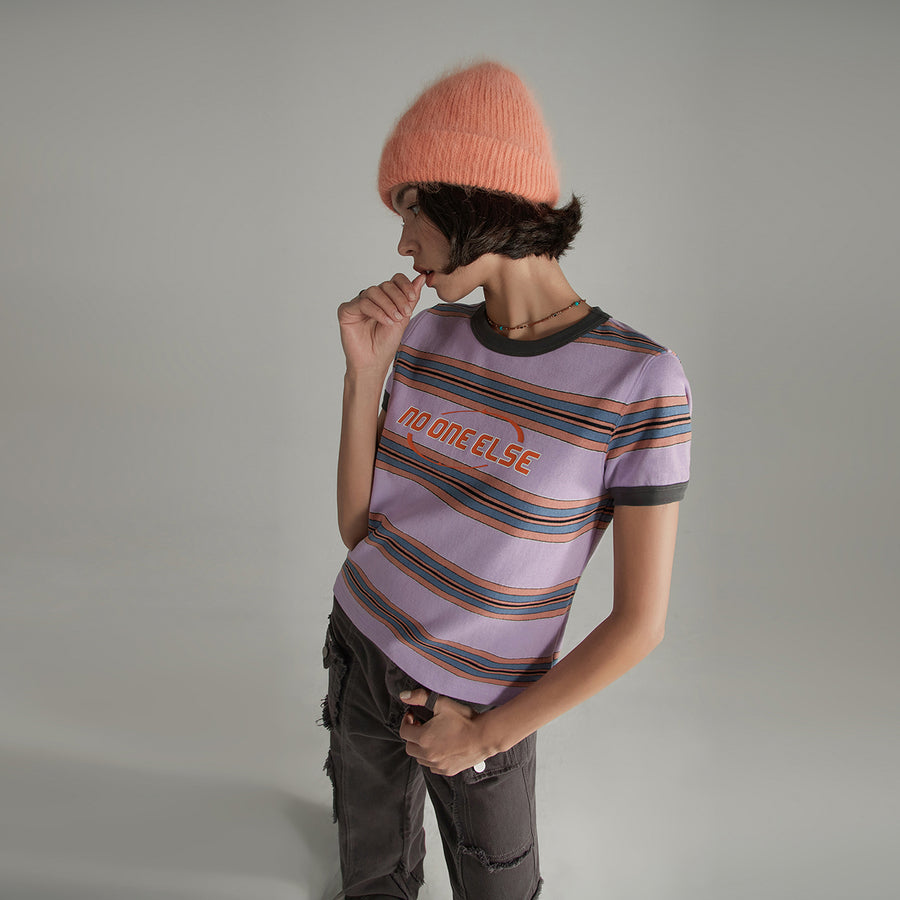 CHUU Noe Center Color Striped Short Sleeve T-Shirt