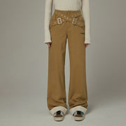 Criss Cross Belt Roll-Up Wide Pants