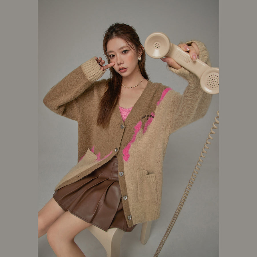 CHUU Heart Button Color Cardigan