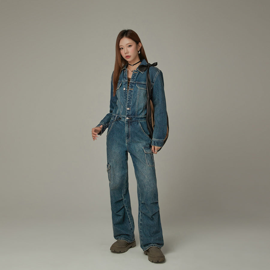 CHUU Pocket Denim Jumpsuit