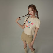 Made By Chuu Colorful Printed Cropped T-Shirt