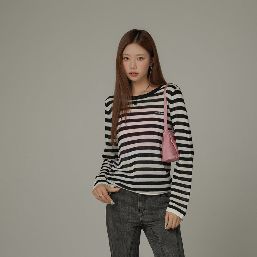 CHUU Stripe Knit Long Sleeve Top