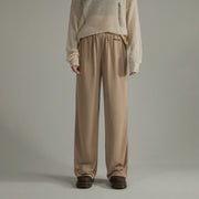 Elastic Waist Stitched Wide Casual Pants