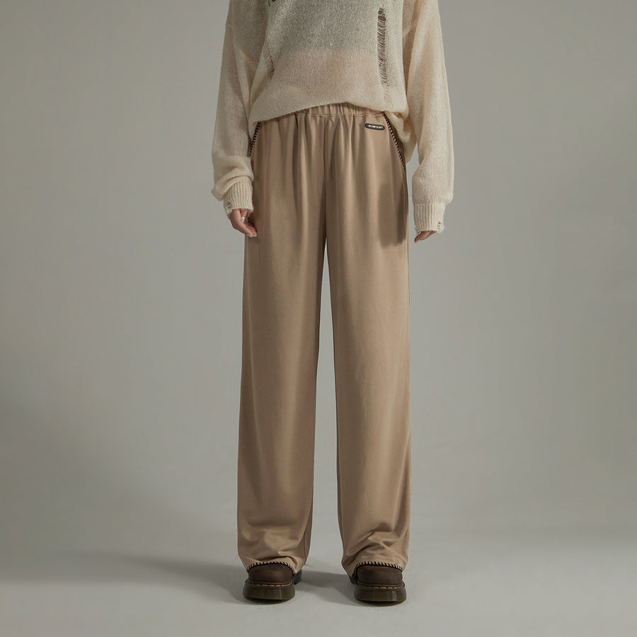 CHUU Elastic Waist Stitched Wide Casual Pants