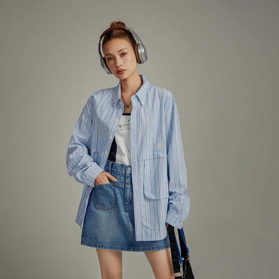 CHUU Pocket Stripe Long Sleeve Shirt