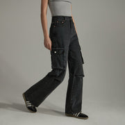 Multi-Pocket Wide Denim Jeans