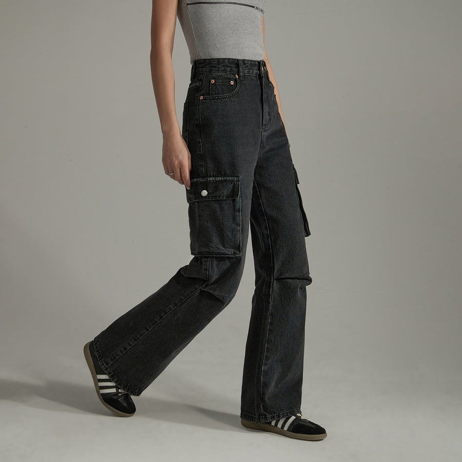 CHUU Multi-Pocket Wide Denim Jeans