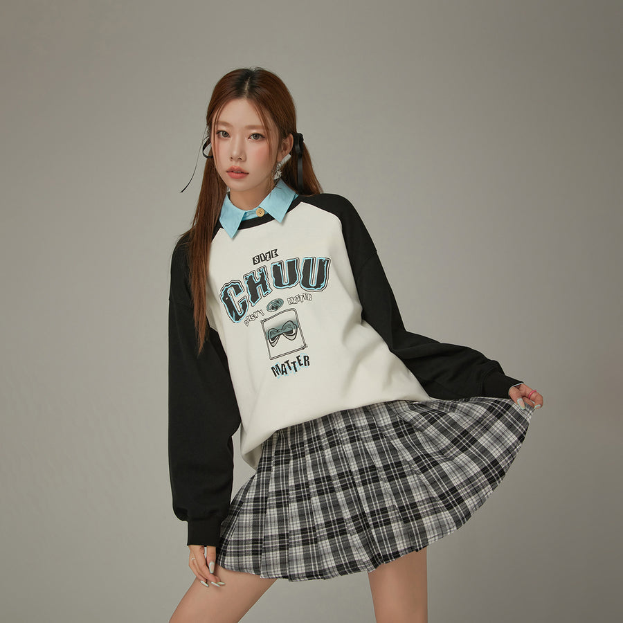 CHUU Size Doesnt Matter Back Slit Color Scheme Sweatshirt