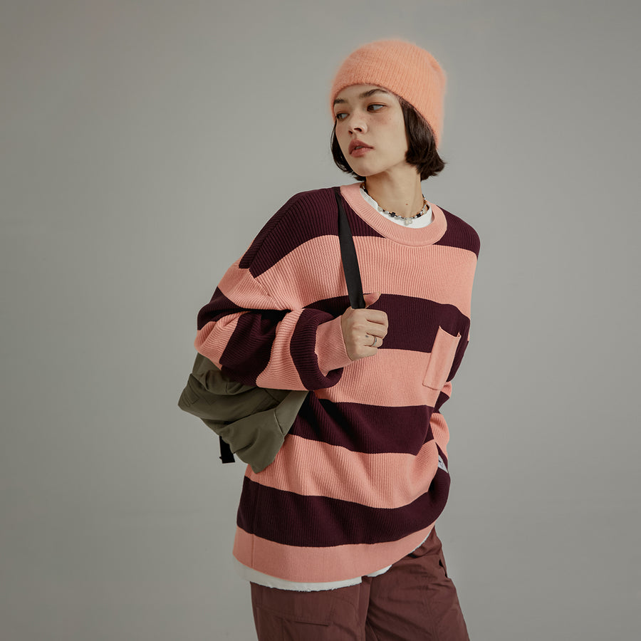 CHUU Color Pocket Stripe Knit Sweater