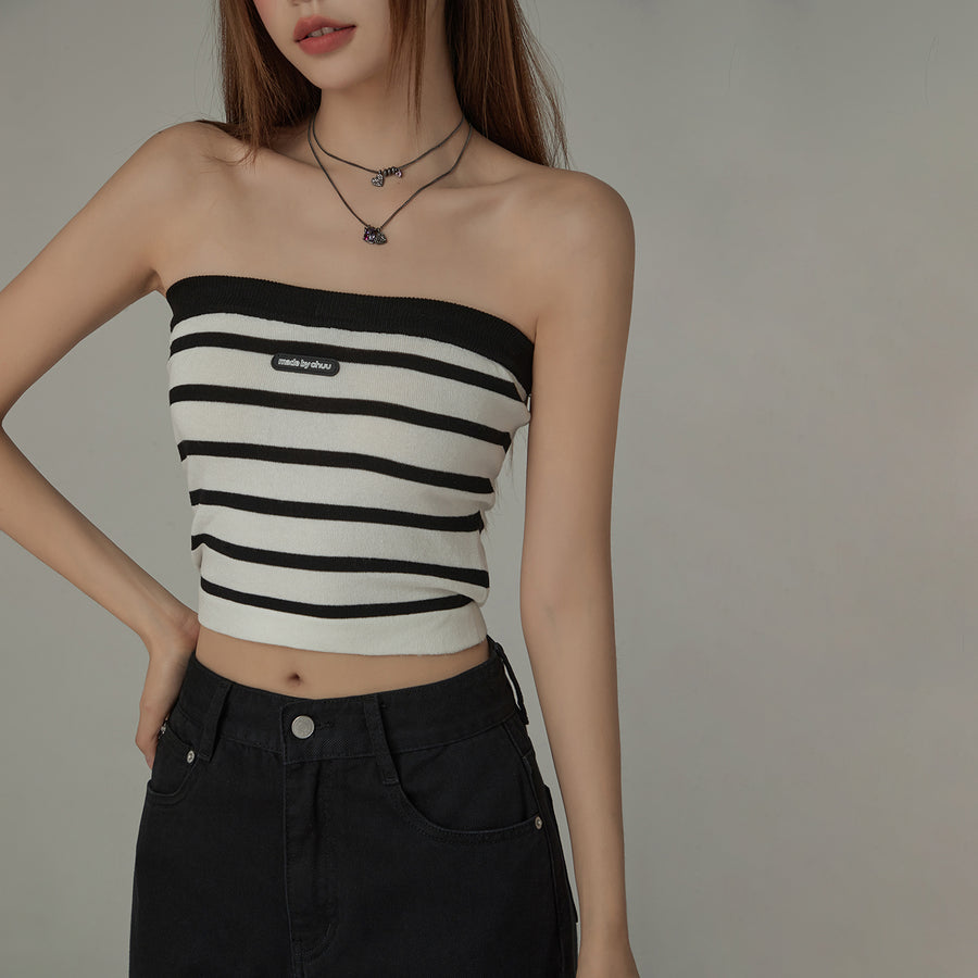 CHUU Striped Tube Crop Top