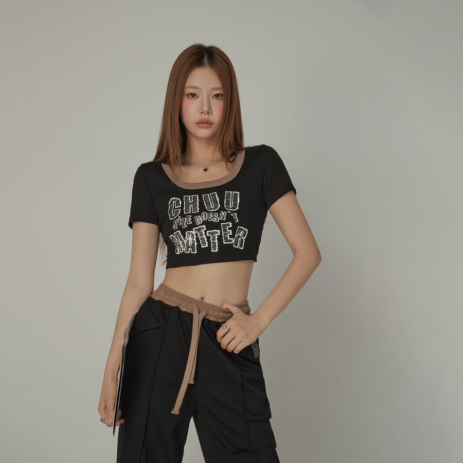 CHUU Chuu Size Doesnt Matter U-Neck Cropped T-Shirt