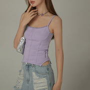 Color Bustier Slim Sleeveless Top