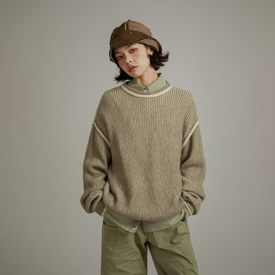 CHUU Line Color Combination Loose Knit Sweater