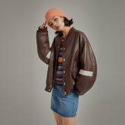 Color Varsity Leather Jacket