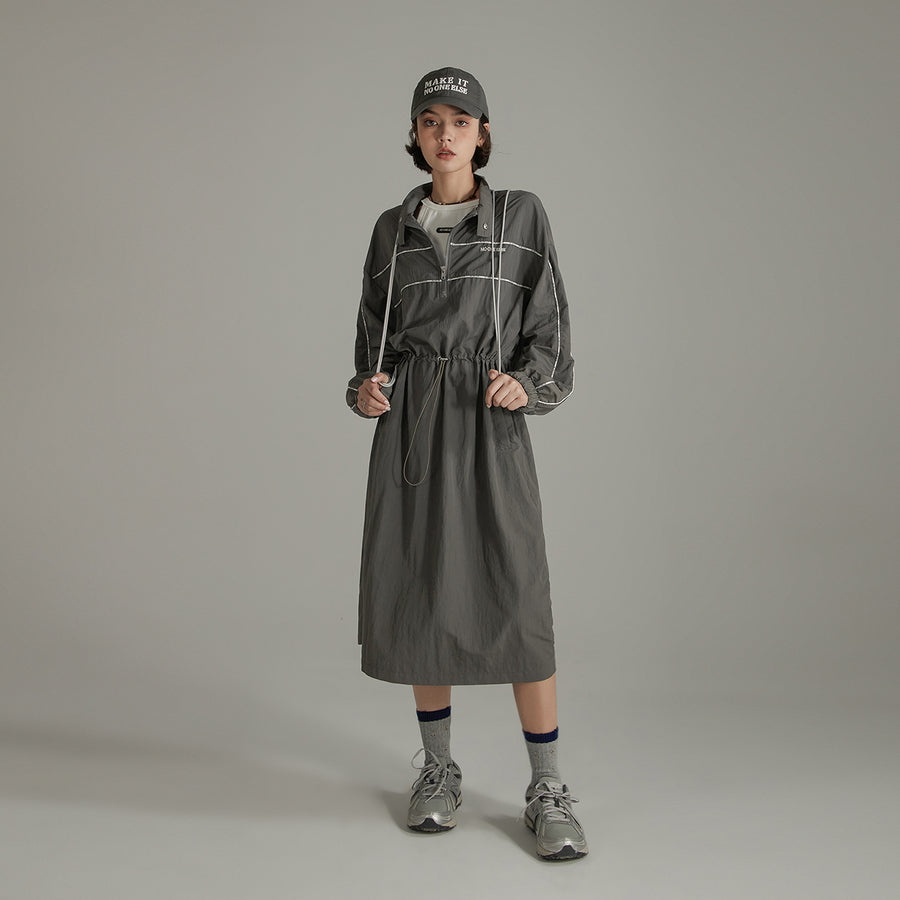 CHUU Half Zip-Up Elastic Long Dress