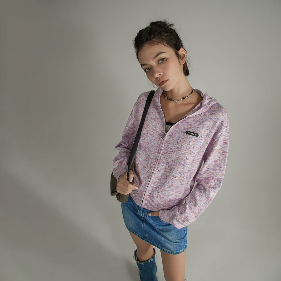 CHUU Color Hooded Long Sleeve Knitted Zip-Up