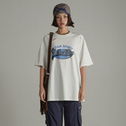 Ripped Sporty Printed Boxy T-Shirt