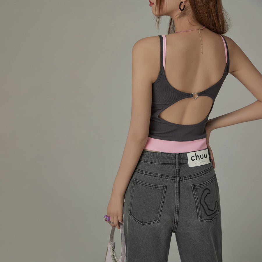 CHUU Color Open Back Cutout Slim Sleeveless Cami Top