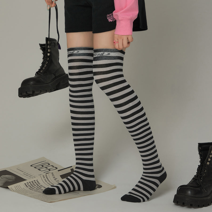 CHUU Striped Over The Knee Socks