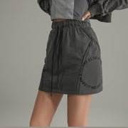 Vintage Stitch Drawstring Mini Skirt