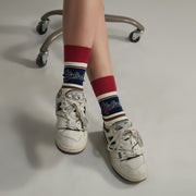 Vintage Basebeall Themed Colorblocked High Socks