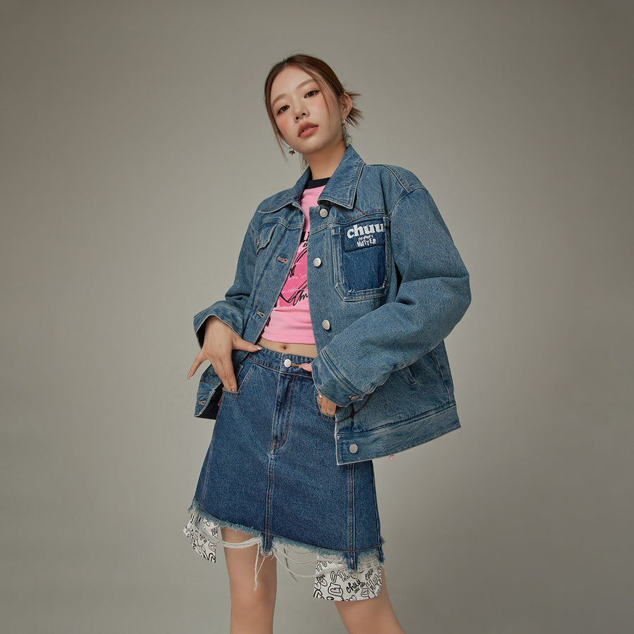 CHUU Logo Denim Loose Fit Jacket