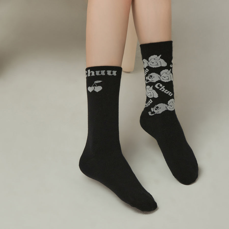 CHUU Puppy Lettering Socks