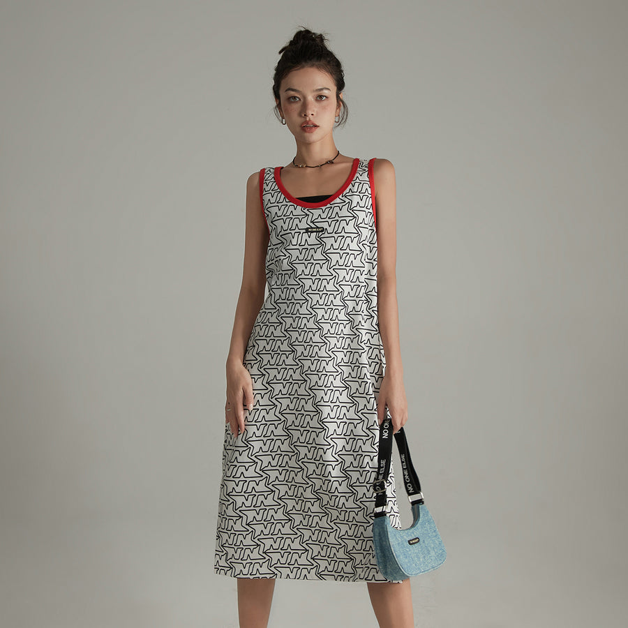 CHUU Sleeveless Logo Symbol Long Dress