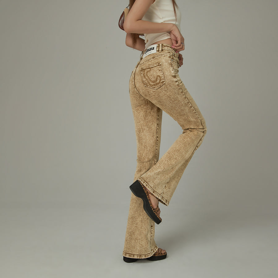 CHUU Vintage Brown Washed Bootcut Jeans