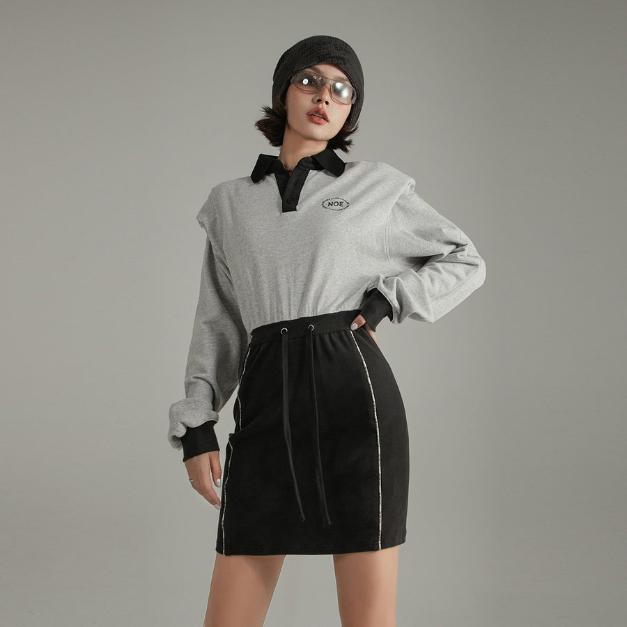 CHUU Contrast Color Polo Neck Dress